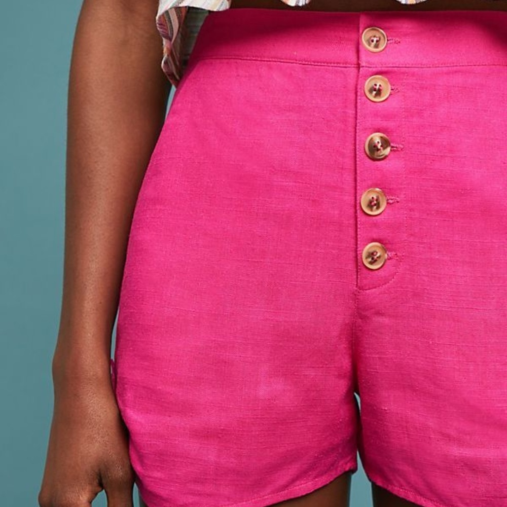 Anthropologie Avitus Button Front Linen Shorts - Picture 3 of 8